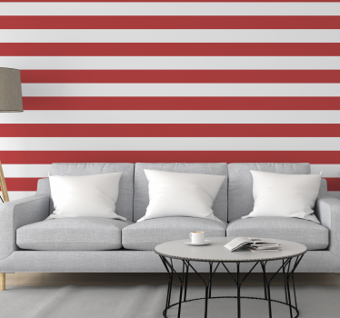 Papier peint moderne rayé rouge et blanc - TenStickers