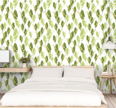 Papier peint fleur moderne motif muguet - TenStickers