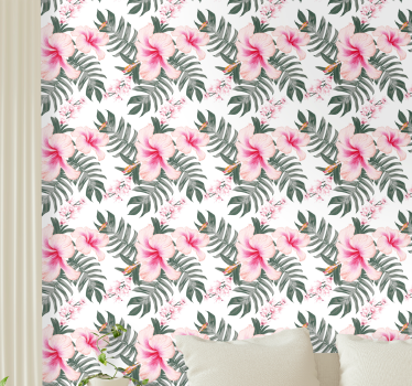 Papier peint fleur sticker rose orchidée - TenStickers