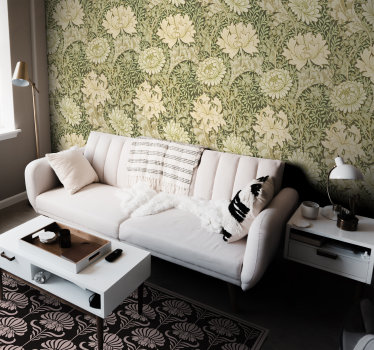 Papier peint fleurs art nouveau chrysanthème - TenStickers