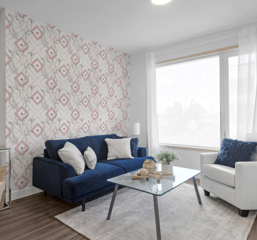 Papier peint salon formes de diamants floraux - TenStickers