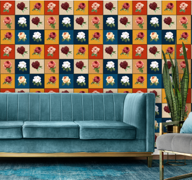 Papier peint fleurs modernes Roses vintages French design - TenStickers