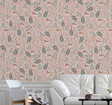 Papier peint salon oiseaux et fleurs - TenStickers