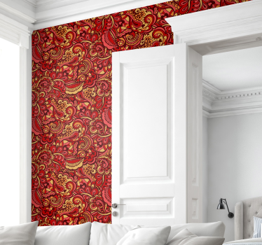 Papier peint formes ornementales rouges - TenStickers