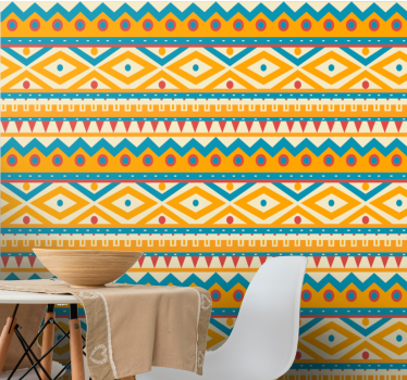 Papier peint ligne horizontale bandes à motifs tribaux - TenStickers