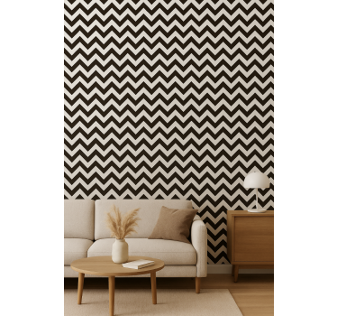 Papier peint ligne verticale zigzag noir et blanc - TenStickers