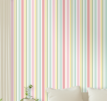 Papier peint ligne horizontale harmonie de rayures pastel - TenStickers