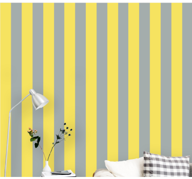 Papier peint ligne horizontale rayures gris jaune - TenStickers