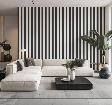 Papier peint ligne verticale couleurs noir et blanc - TenStickers