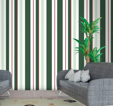 Papier peint rayures verticales harmonie vert et rouge - TenStickers