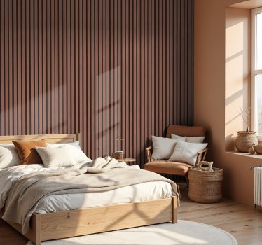 Papier peint ligne verticale lamelles mocha mousse - TenStickers