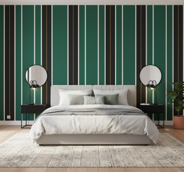 Papier peint ligne verticale motif rayé vert et noir - TenStickers