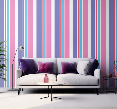 Papier peint rayures verticales violet et rose - TenStickers