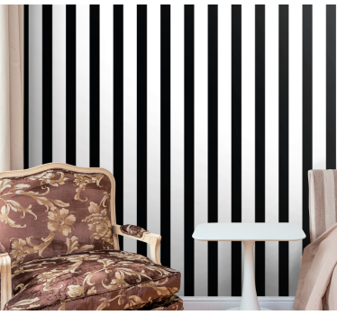 Papier peint rayures verticales noires et blanches - TenStickers