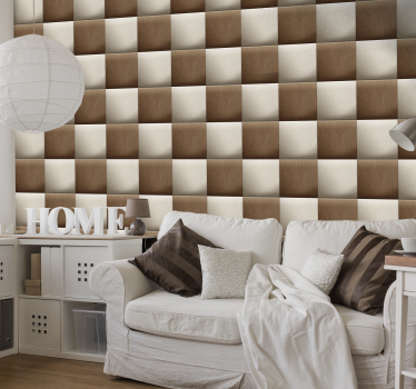 Papier peint salon damier texturé - TenStickers