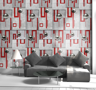 Papier peint imitation mur beton Motifs rouge et blanc - TenStickers