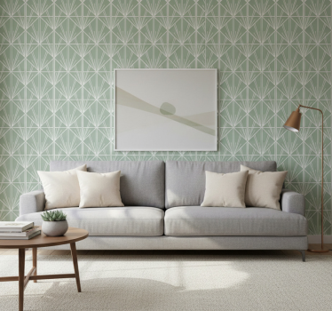 Papier peint salon art déco vert et blanc - TenStickers