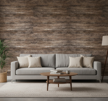 Papier peint salon effet bois foncé - TenStickers