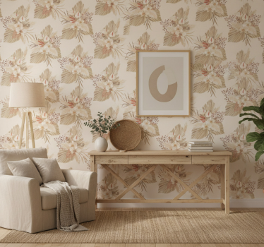 Papier peint salon fleurs séchées et herbes de la pampa - TenStickers