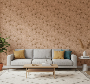 Papier peint salon lignes hexagonales marron - TenStickers