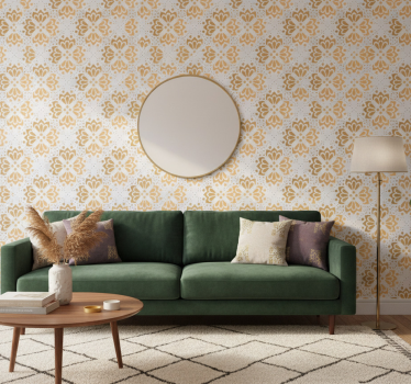 Papier peint salon motif mandala doré - TenStickers