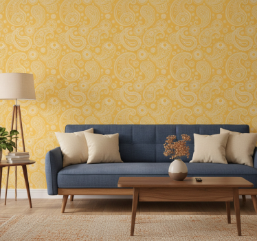 Papier peint salon motif paisley jaune arabe - TenStickers