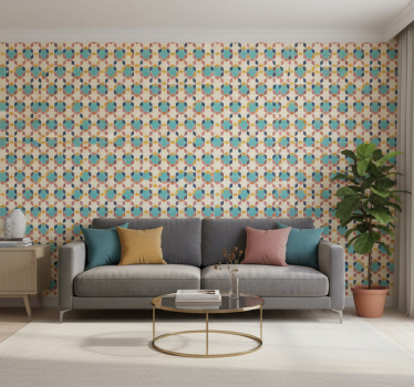 Papier peint salon tessellation géométrique - TenStickers