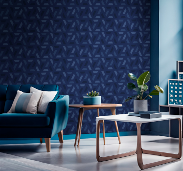 Papier peint motif triangulaire bleu foncé - TenStickers