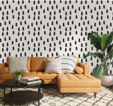 Papier peint salon arbres noirs formes de sapins - TenStickers