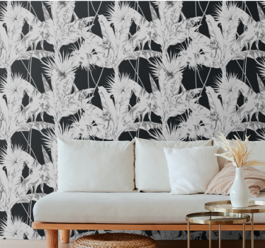 Papier peint salon motif de plante tropicale - TenStickers