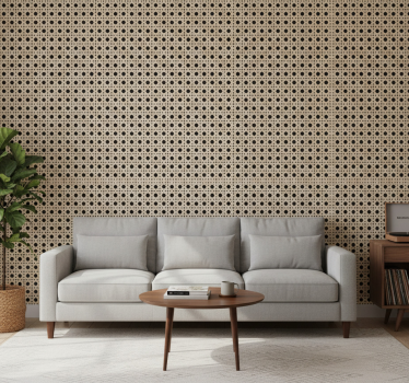 Papier peint salon cannage marron clair - TenStickers