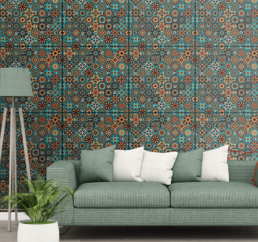 Papier peint carrelage coloré mosaïque ancienne - TenStickers