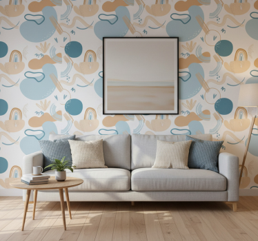 Papier peint salon motifs de vagues abstraites - TenStickers