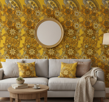 Papier peint fleurs style indien pailey - TenStickers