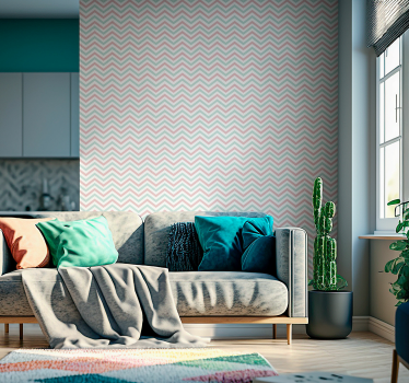 Papier peint salon couleurs pastel zigzag - TenStickers