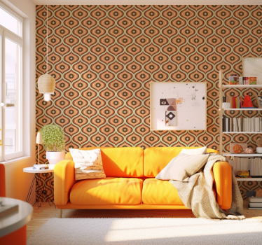 Papier peint salon rétro orange et marron - TenStickers