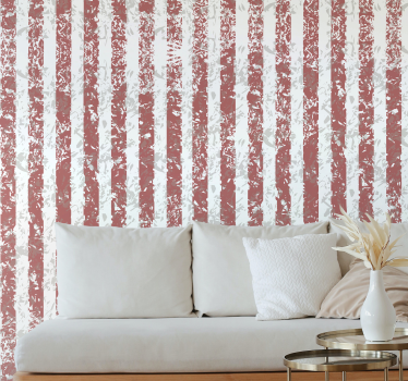 Papier peint rayures blanches rouges et sales - TenStickers