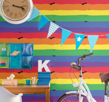 Papier peint rayures fond rayé arc en ciel - TenStickers