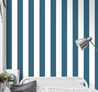 Papier peint rayures motif vertical bleu marine - TenStickers