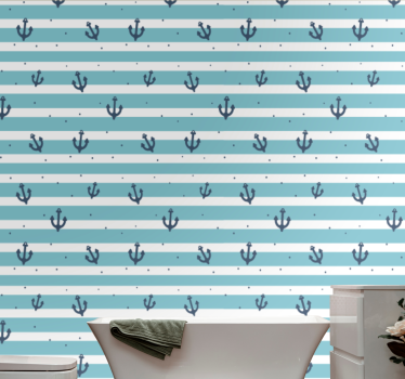 Papier peint rayures motif de bandes maritimes - TenStickers