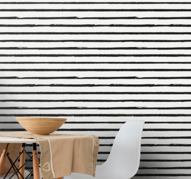 Papier peint salon rayures noires minimalistes - TenStickers