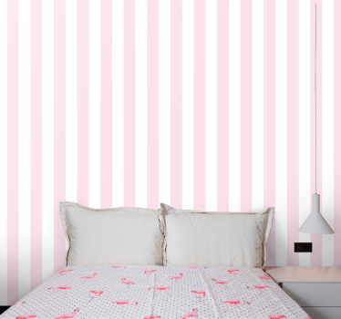 Papier peint rayures rose nordique et blanc - TenStickers