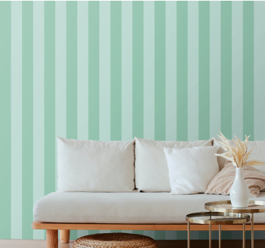 Papier peint rayures style vert d'eau - TenStickers