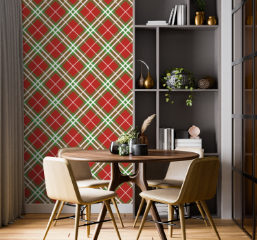 Papier peint rayures Tartan écossais rouge et vert - TenStickers
