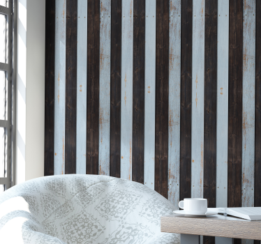 Papier peint rayures verticales effet bois blanc et marron - TenStickers
