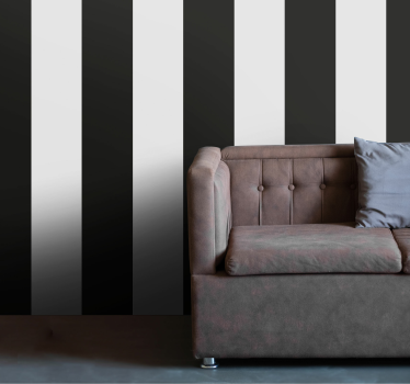 Papier peint rayures verticales larges noires et blanches - TenStickers