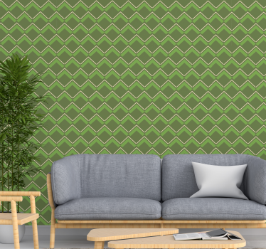 Papier peint retro losanges fond vert - TenStickers