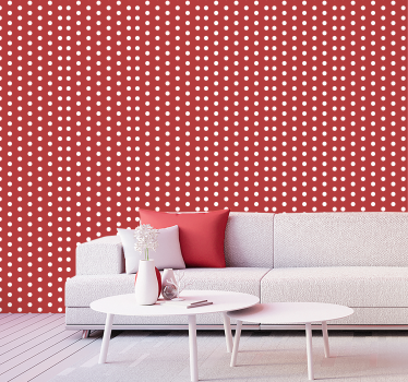 Papier peint rouge à pois blancs - TenStickers