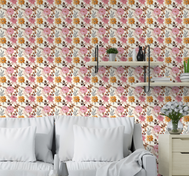 Papier peint salon arrangement floral - TenStickers