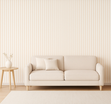 Papier peint salon bandes fines beige blanc - TenStickers